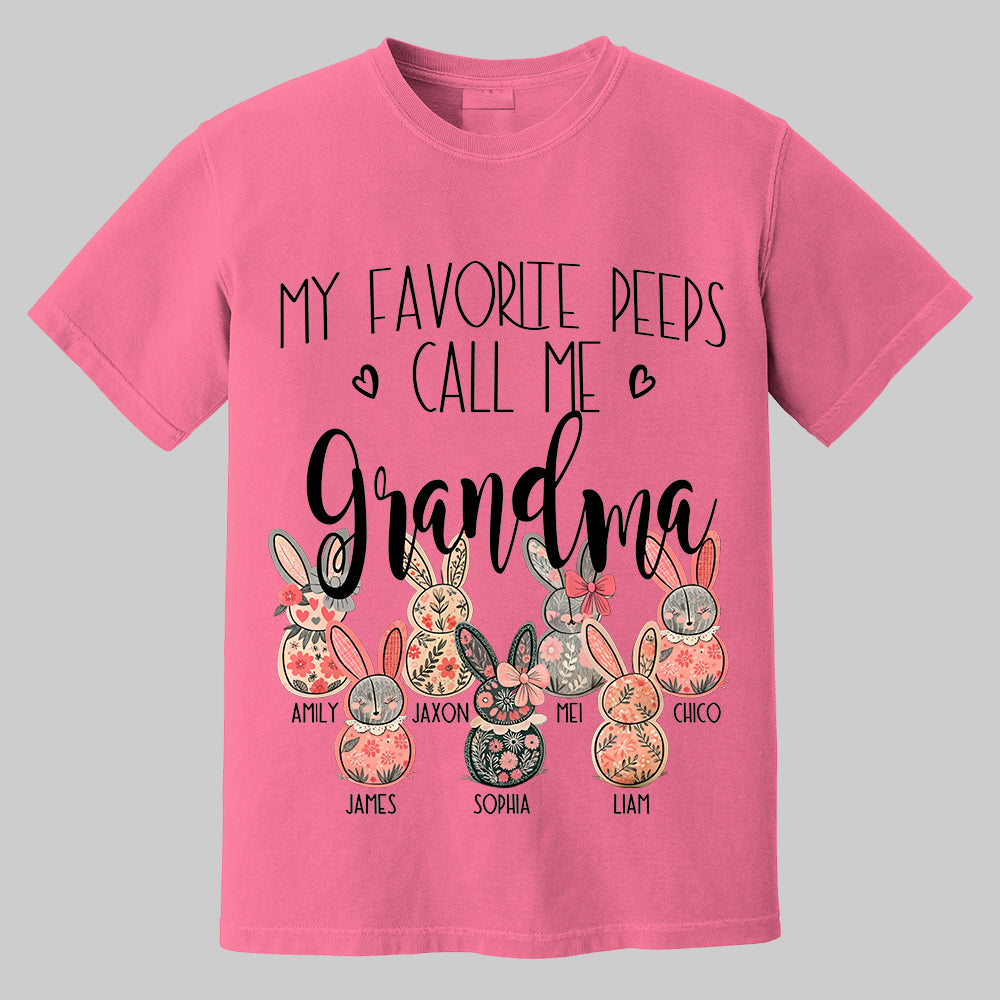 My Favorite Peeps Call Me Grandma - Personalized Shirt For Nana Mimi Gigi - Flower Bunny Shirt Custom Name Kids NA04 Tm01