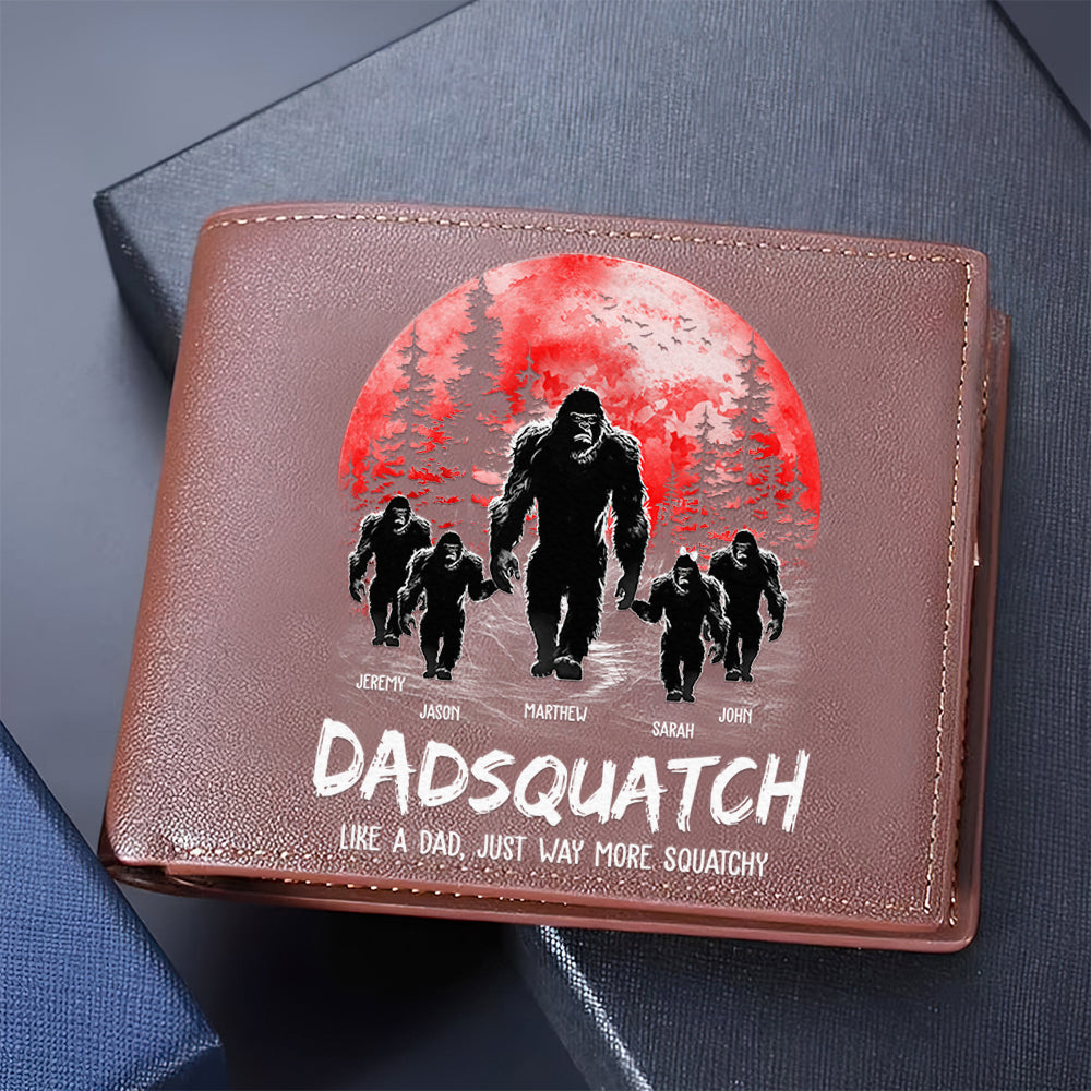Papasquatch, Like A Grandpa, Just Way More Squatchy - Personalized Leather Wallet