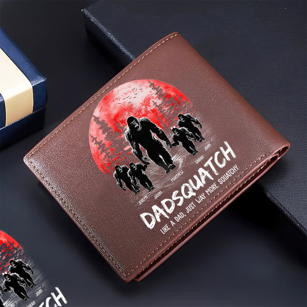 Papasquatch, Like A Grandpa, Just Way More Squatchy - Personalized Leather Wallet