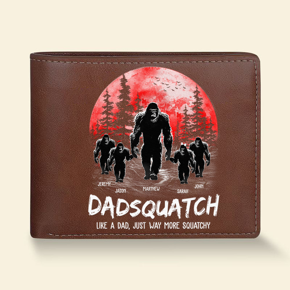 Papasquatch, Like A Grandpa, Just Way More Squatchy - Personalized Leather Wallet