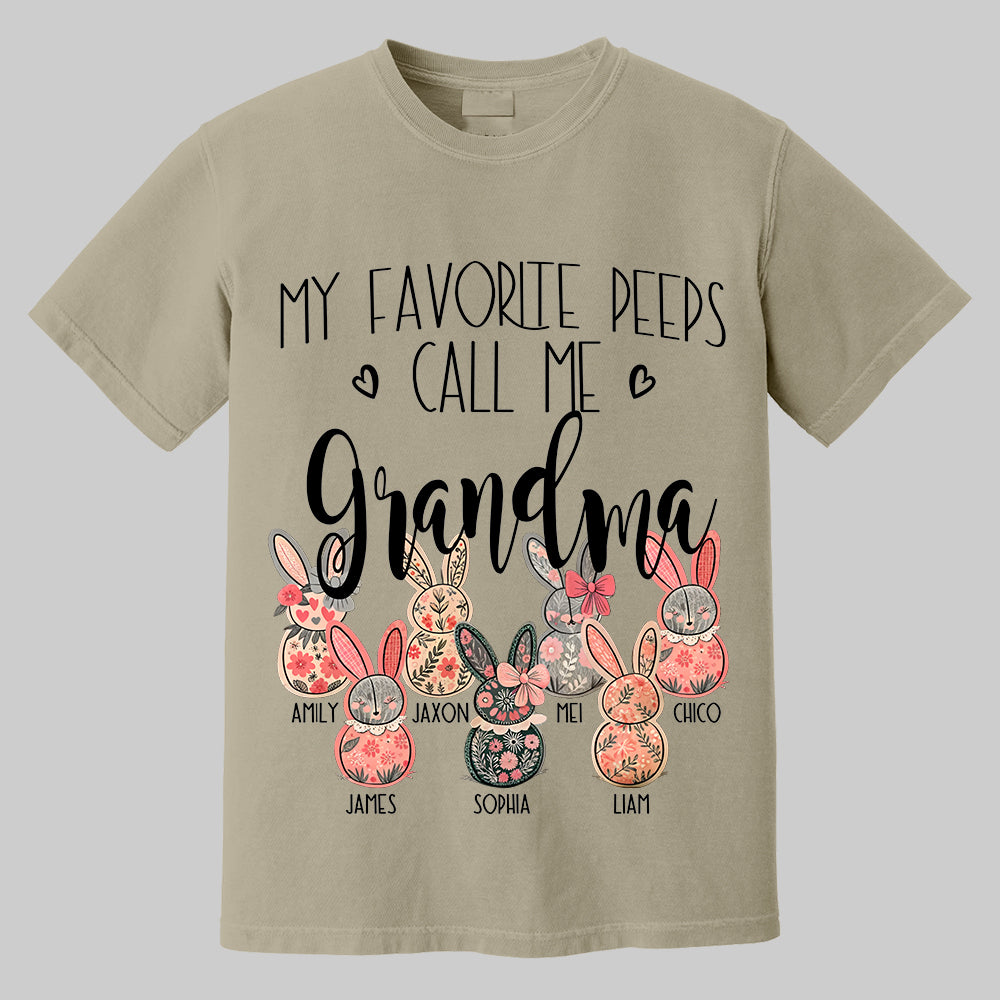 My Favorite Peeps Call Me Grandma - Personalized Shirt For Nana Mimi Gigi - Flower Bunny Shirt Custom Name Kids NA04 Tm01