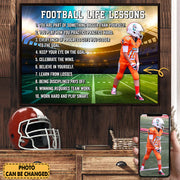 Football Life Lessons Poster and Canvas Personalized Gift For Football Player Gift For Fan, His Family Custom Poster Canvas Footballer Wall Decor K1702