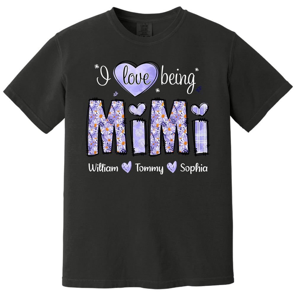 I Love Being Mimi Purple Daisy - Personalized Shirt For Grandma Pt99