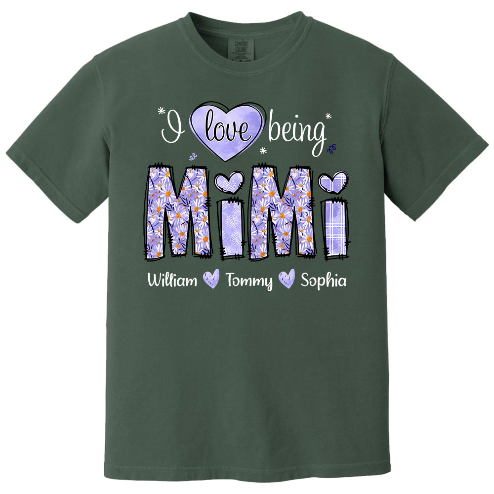 I Love Being Mimi Purple Daisy - Personalized Shirt For Grandma Pt99