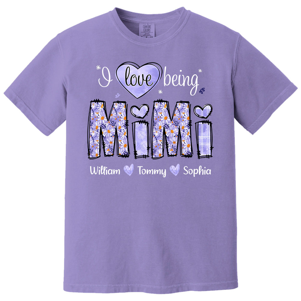 I Love Being Mimi Purple Daisy - Personalized Shirt For Grandma Pt99