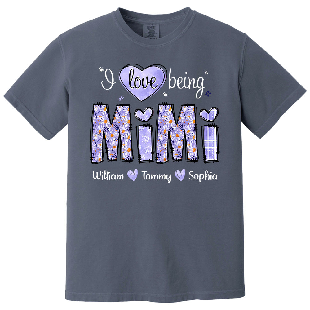 I Love Being Mimi Purple Daisy - Personalized Shirt For Grandma Pt99