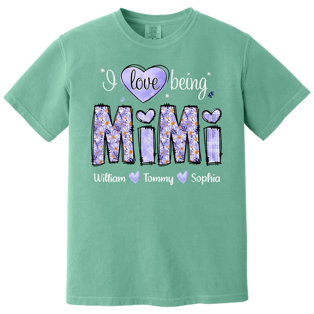 I Love Being Mimi Purple Daisy - Personalized Shirt For Grandma Pt99