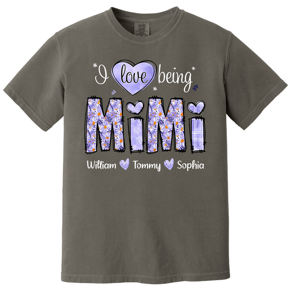 I Love Being Mimi Purple Daisy - Personalized Shirt For Grandma Pt99