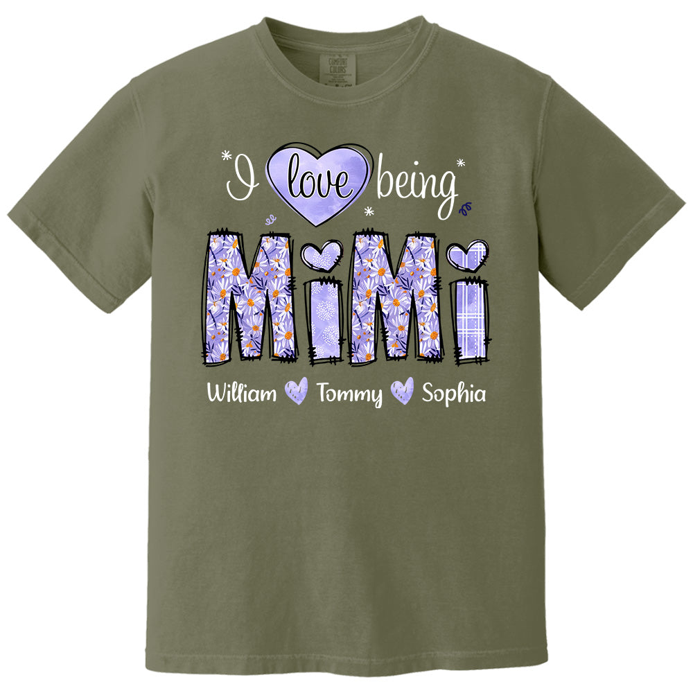 I Love Being Mimi Purple Daisy - Personalized Shirt For Grandma Pt99