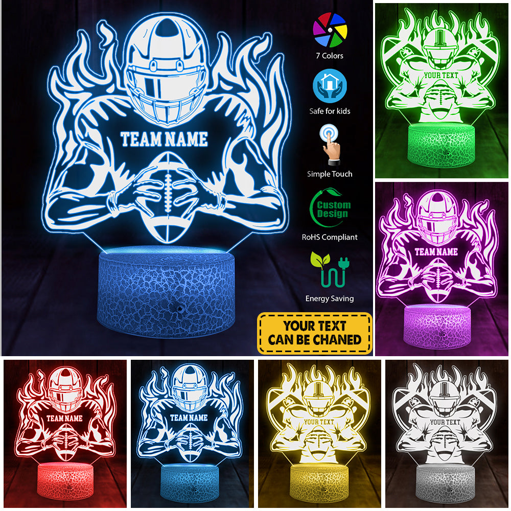 Football Player Led Light, LED Colour Changing Night Light,Custom Text Personalized Gift, American Football Gifts K1702 Trhn