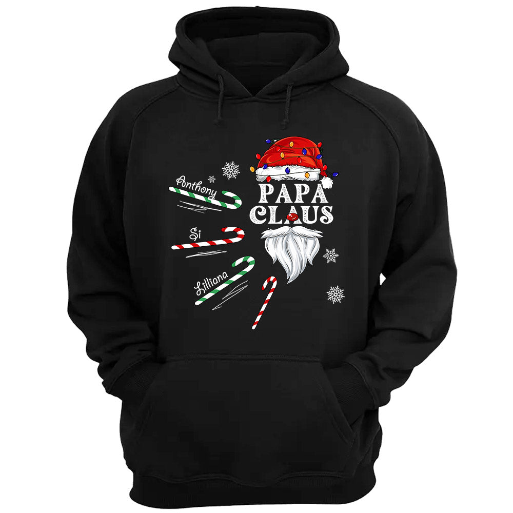 Papa Claus Candy Cane Winter Personalized Christmas Shirt Gift For Grandpas