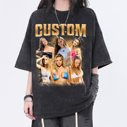 Custom Girlfriend Photo With Unique Style Bootleg Shirt - Valentine Shirt For Boyfriend, Girlfriend