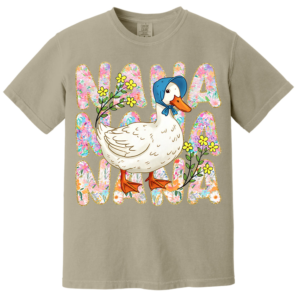 Floral Mama Goose - Personalized Shirt For Grandma Hv01