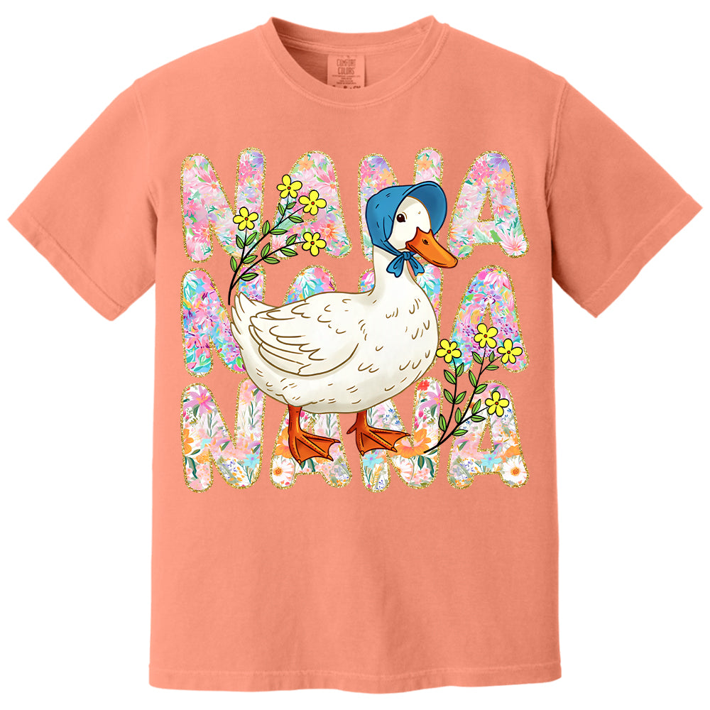Floral Mama Goose - Personalized Shirt For Grandma Hv01
