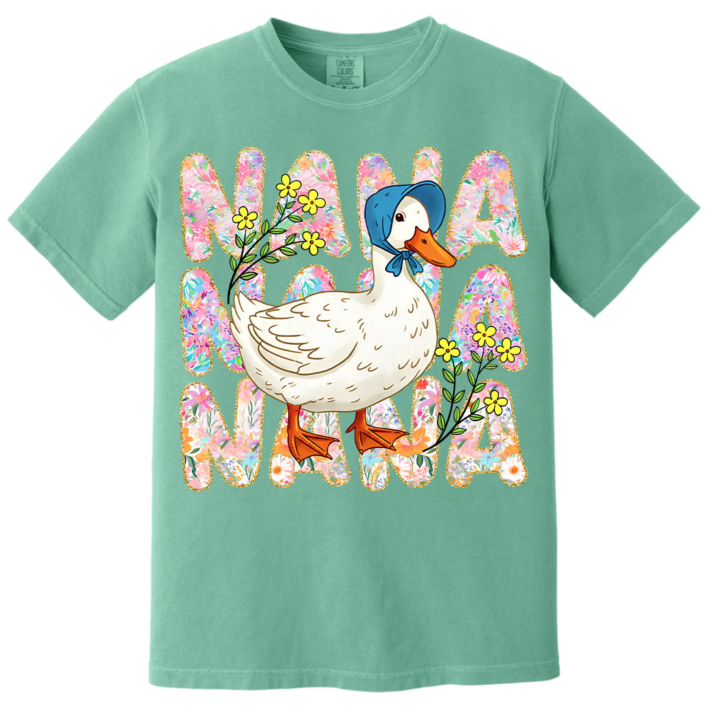 Floral Mama Goose - Personalized Shirt For Grandma Hv01