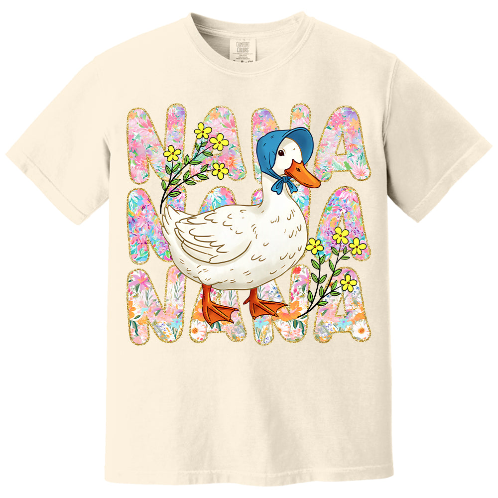 Floral Mama Goose - Personalized Shirt For Grandma Hv01