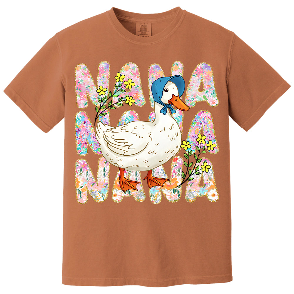 Floral Mama Goose - Personalized Shirt For Grandma Hv01