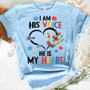 I Am His Voice He Is My Heart Autism Awareness - Personalized Shirts Hv01