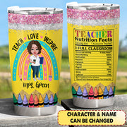 Personalized Teacher Nutrition Facts Tumbler For Teachers Teacher Appreciation Gift Ph99
