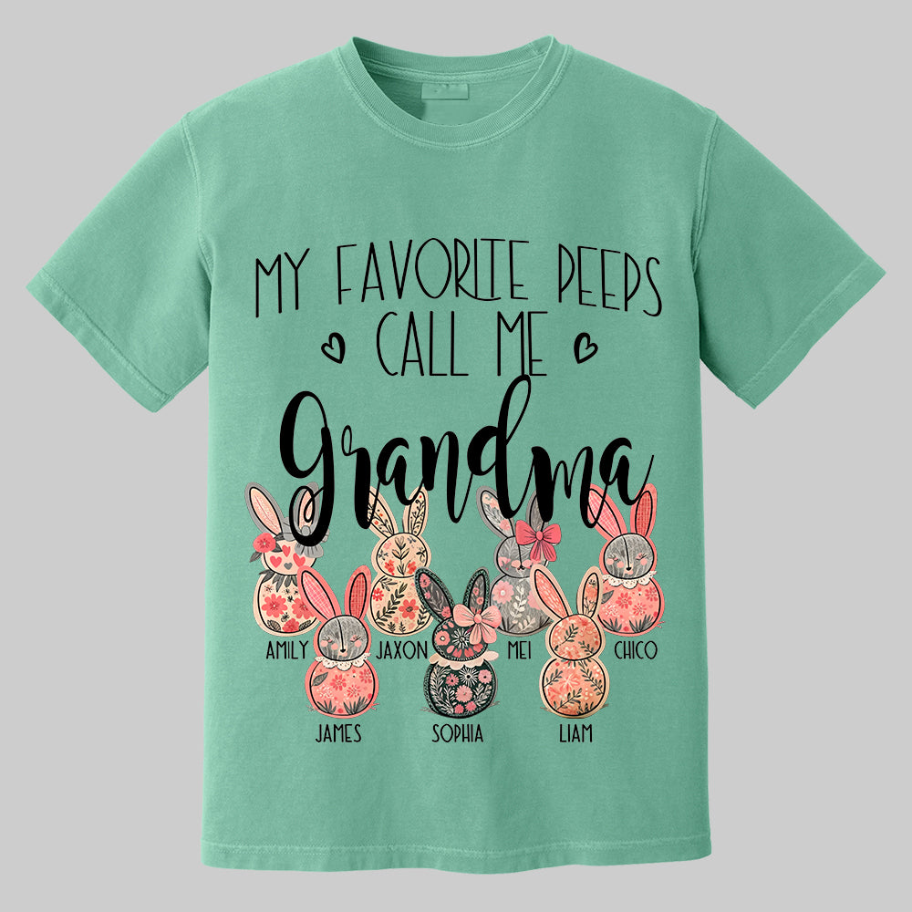 My Favorite Peeps Call Me Grandma - Personalized Shirt For Nana Mimi Gigi - Flower Bunny Shirt Custom Name Kids NA04 Tm01
