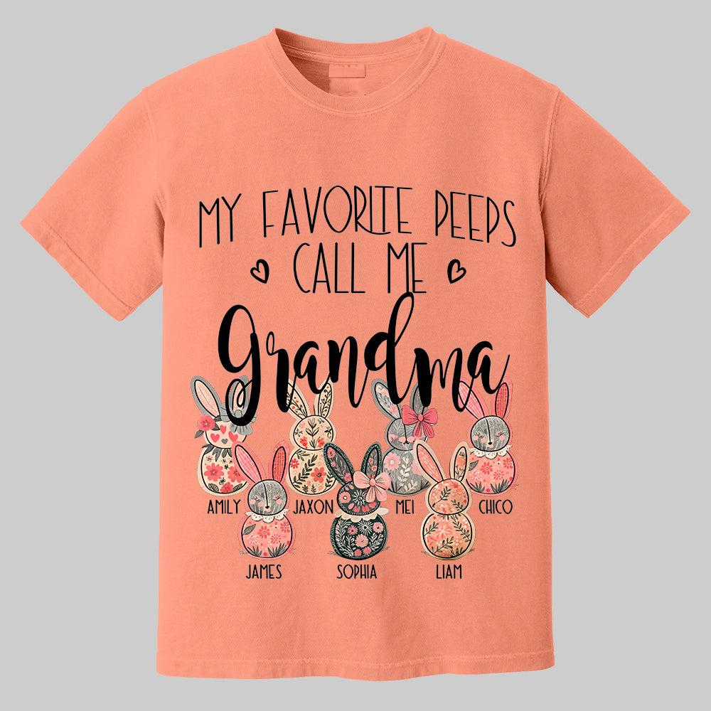 My Favorite Peeps Call Me Grandma - Personalized Shirt For Nana Mimi Gigi - Flower Bunny Shirt Custom Name Kids NA04 Tm01