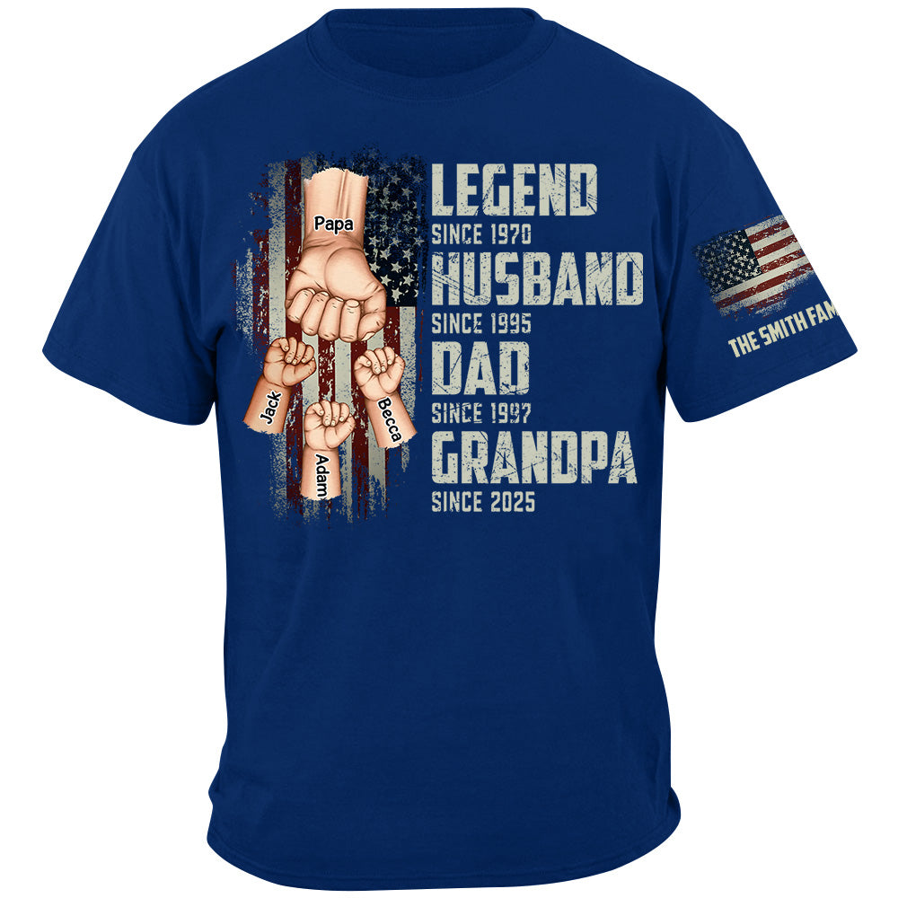 From Legend To Papa - Family Personalized Classic Tee 2 Sleeve Print, Gift For Father's Day, Gift For Dad, Grandpa Tu24