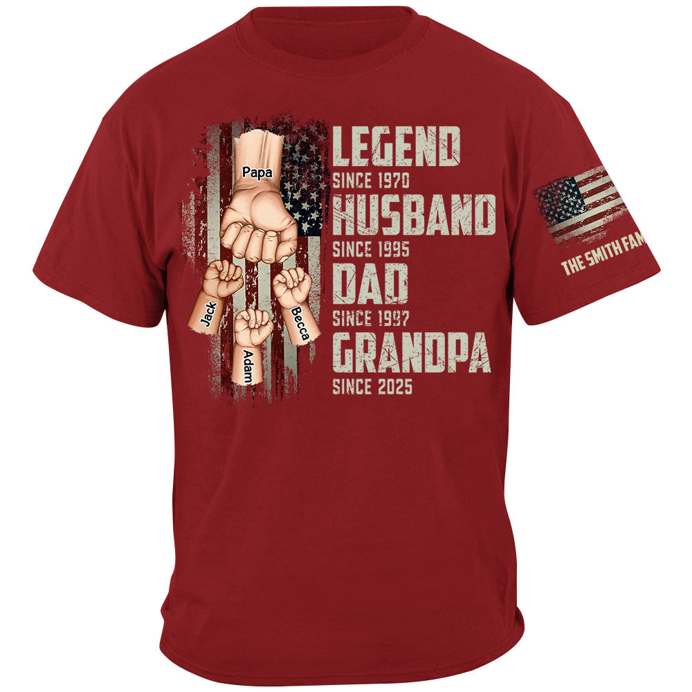 From Legend To Papa - Family Personalized Classic Tee 2 Sleeve Print, Gift For Father's Day, Gift For Dad, Grandpa Tu24