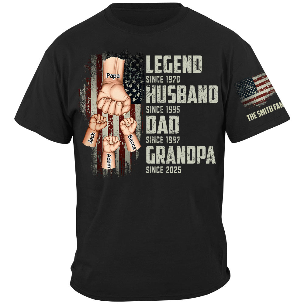 From Legend To Papa - Family Personalized Classic Tee 2 Sleeve Print, Gift For Father's Day, Gift For Dad, Grandpa Tu24