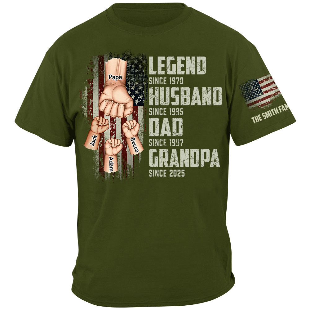 From Legend To Papa - Family Personalized Classic Tee 2 Sleeve Print, Gift For Father's Day, Gift For Dad, Grandpa Tu24
