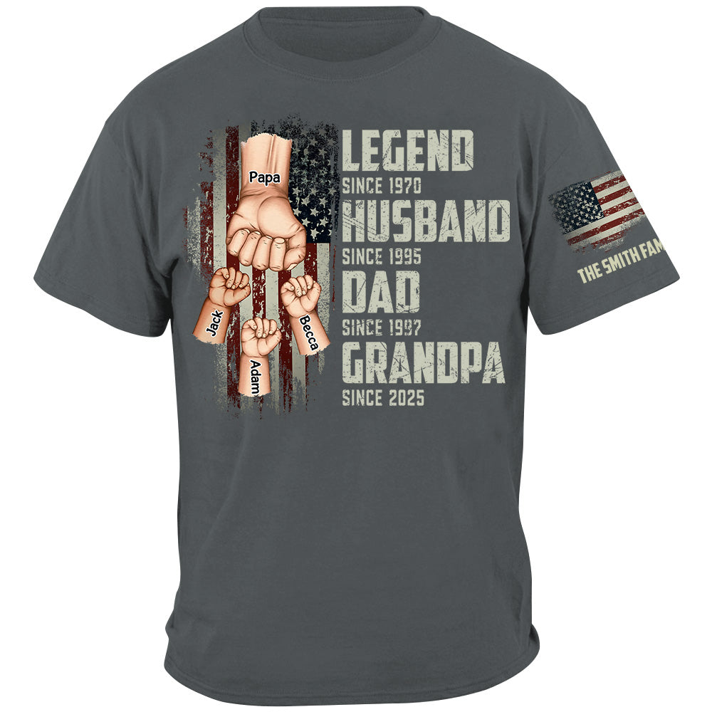 From Legend To Papa - Family Personalized Classic Tee 2 Sleeve Print, Gift For Father's Day, Gift For Dad, Grandpa Tu24
