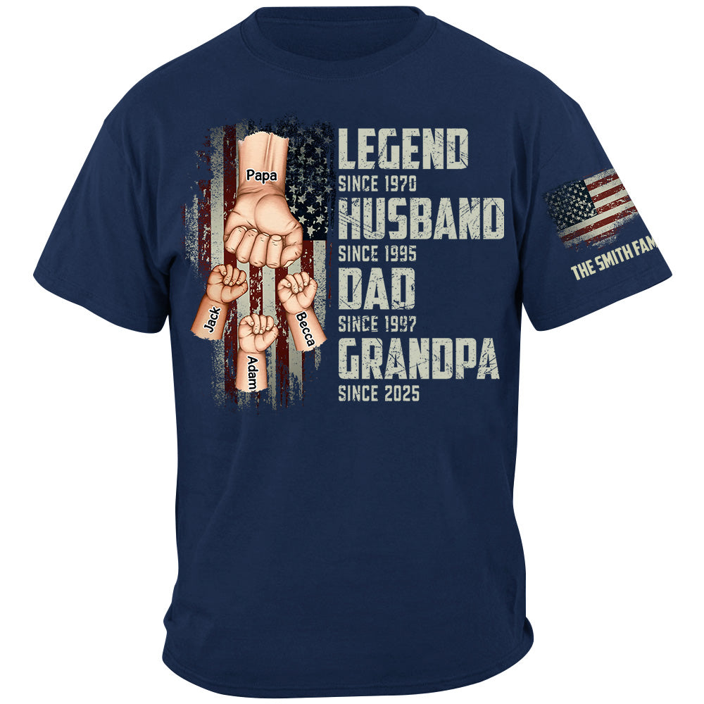 From Legend To Papa - Family Personalized Classic Tee 2 Sleeve Print, Gift For Father's Day, Gift For Dad, Grandpa Tu24