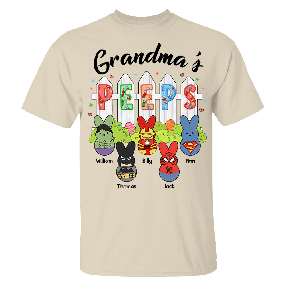 Personalized Grandma Peeps Easter Shirt, Custom Gift For Nickname and Kids Names T1807 Li29