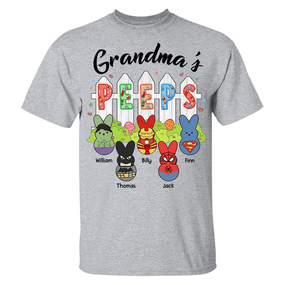 Personalized Grandma Peeps Easter Shirt, Custom Gift For Nickname and Kids Names T1807 Li29