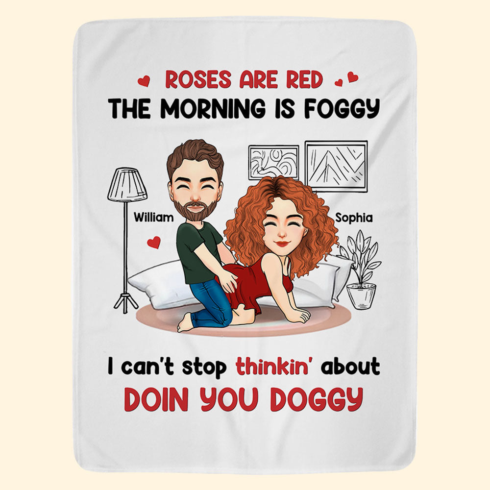 Roses Are Red, The Morning Is Foggy - Couple Personalized Custom Blanket - Christmas Gift For Husband Wife, Anniversary Pa00