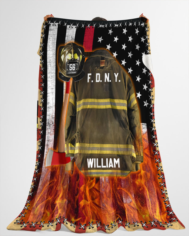 Firefighter Us Flag Armor And Name Custom Blanket Gift For Firefighter Fireman