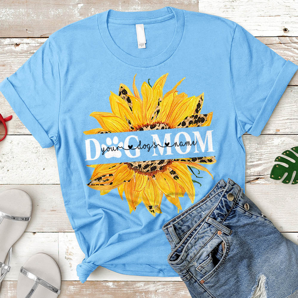 Dog Mom Sunflower T-Shirt Personalized Dog's Names T-Shirt