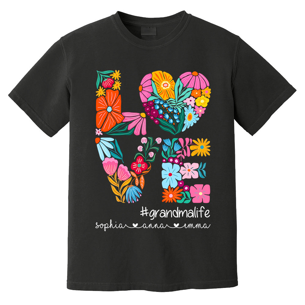 Love Grandmalife - Cute Personalized Floral Shirt For Mother's Day - Custom Kids Names NA04