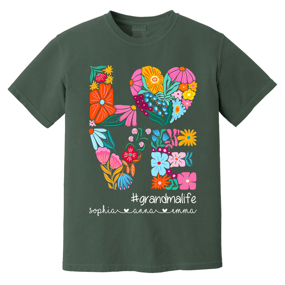 Love Grandmalife - Cute Personalized Floral Shirt For Mother's Day - Custom Kids Names NA04