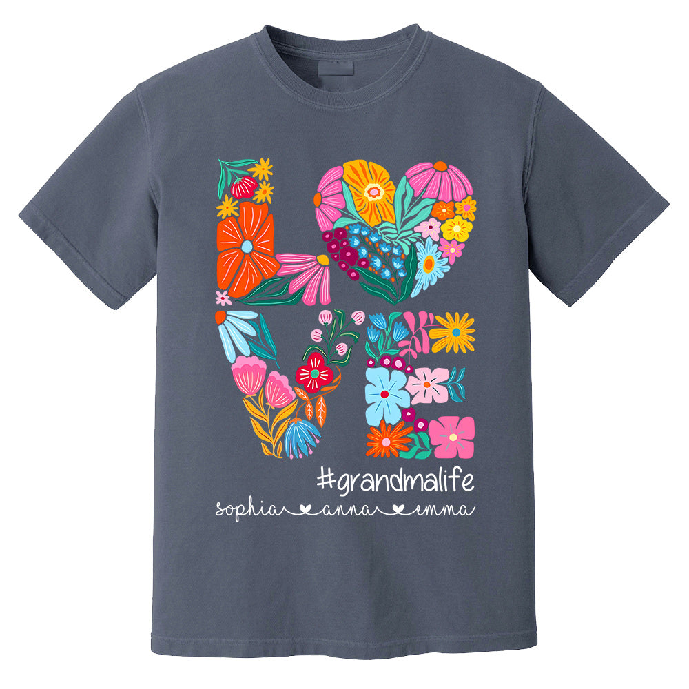 Love Grandmalife - Cute Personalized Floral Shirt For Mother's Day - Custom Kids Names NA04