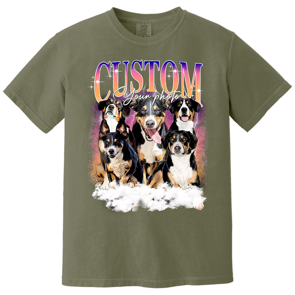 Custom Dog Vintage Washed Shirt Custom Dog Bootleg Rap Tee