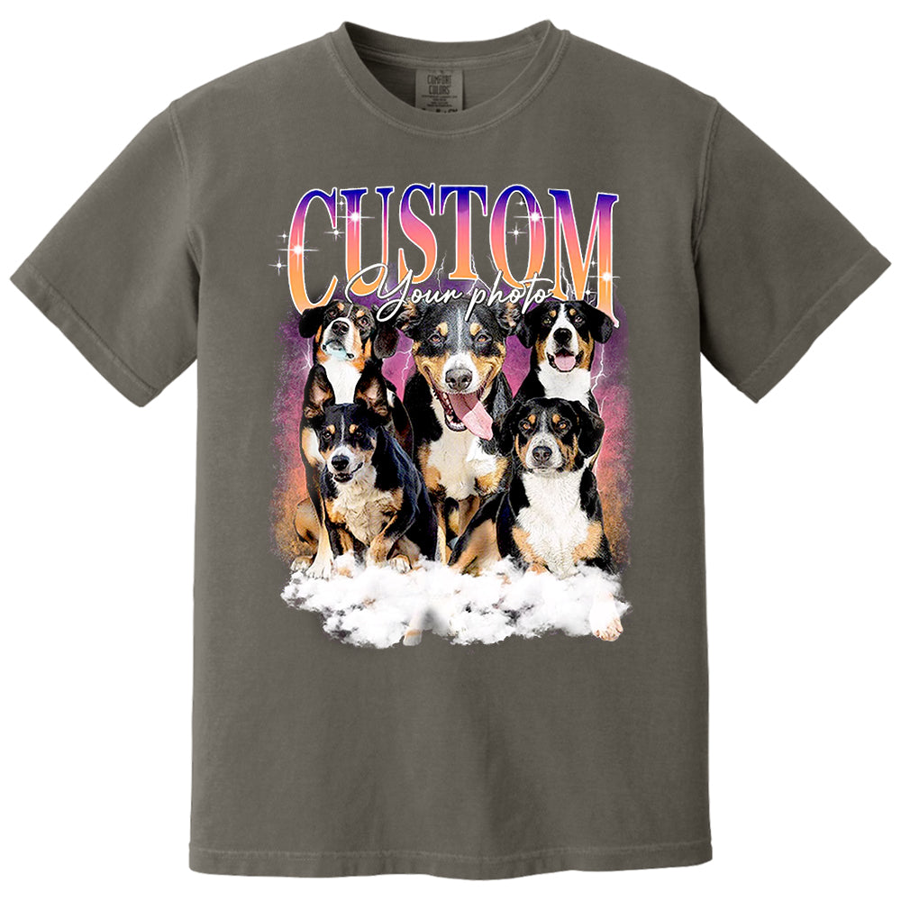 Custom Dog Vintage Washed Shirt Custom Dog Bootleg Rap Tee