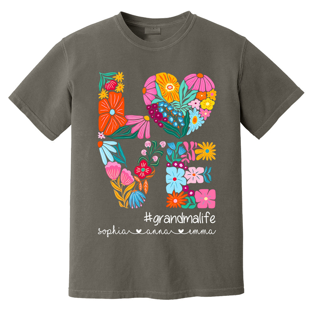 Love Grandmalife - Cute Personalized Floral Shirt For Mother's Day - Custom Kids Names NA04