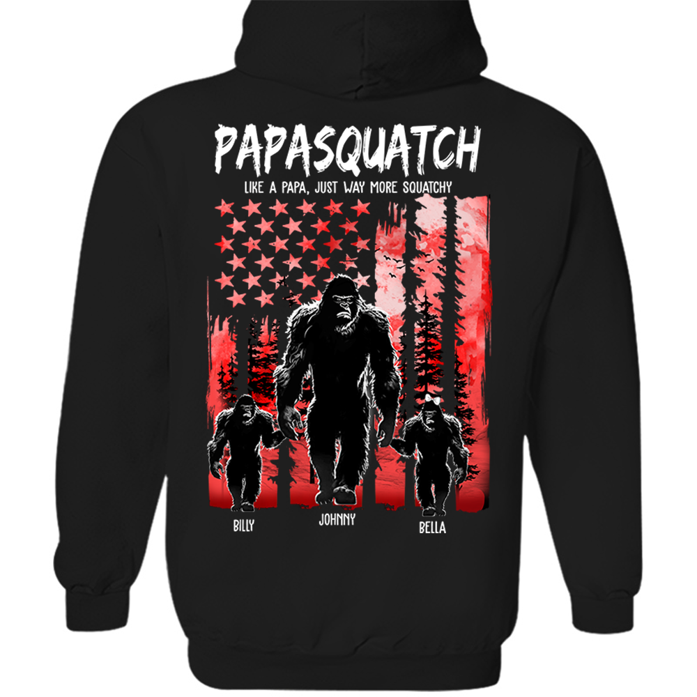 Papasquatch Like A Grandpa Just Way More Squatchy - Personalized Bigfoot Shirt Gift For Dad & Grandpa