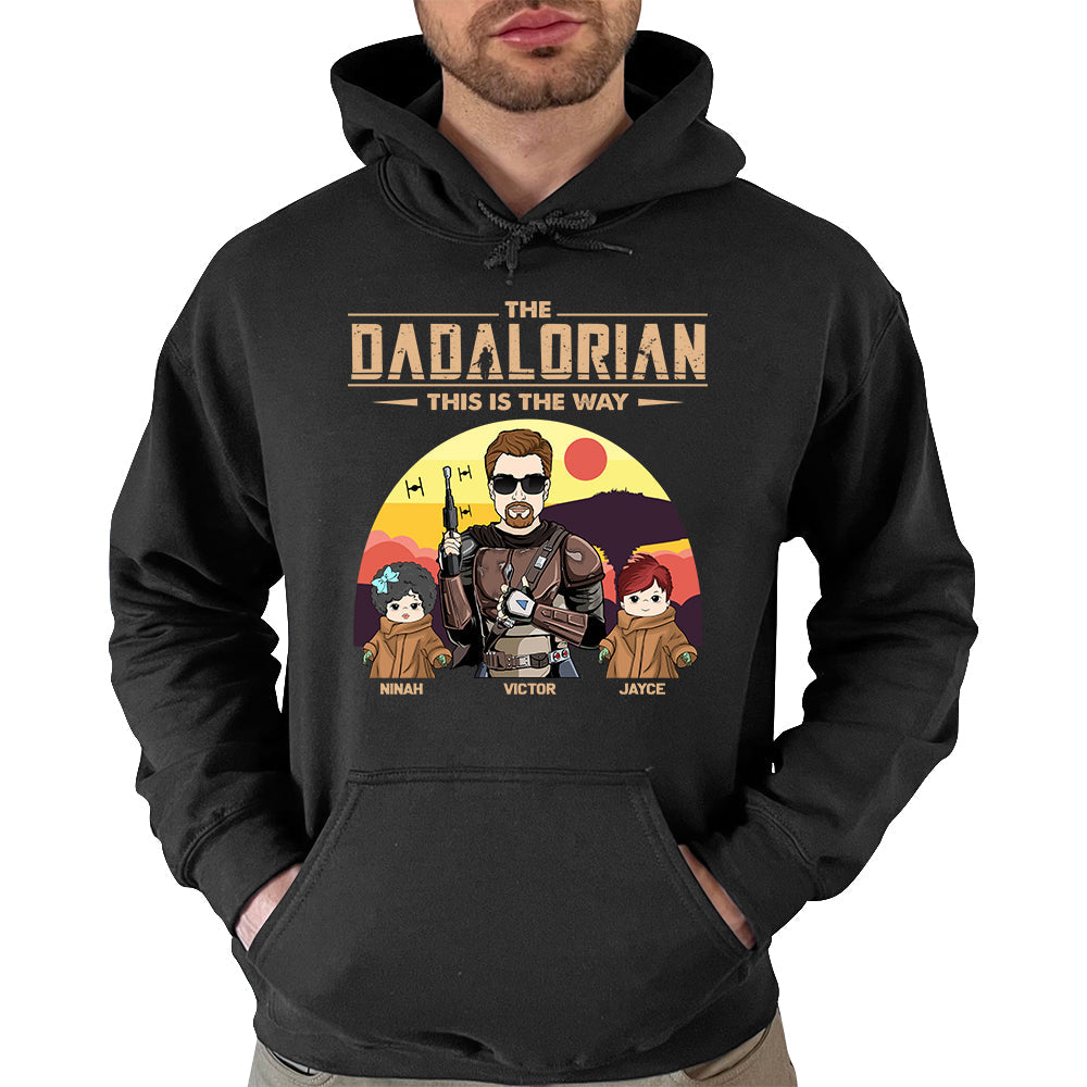 The Dadalorian This Is The Way - Personalized Shirt Custom Tatooine Background With Kids