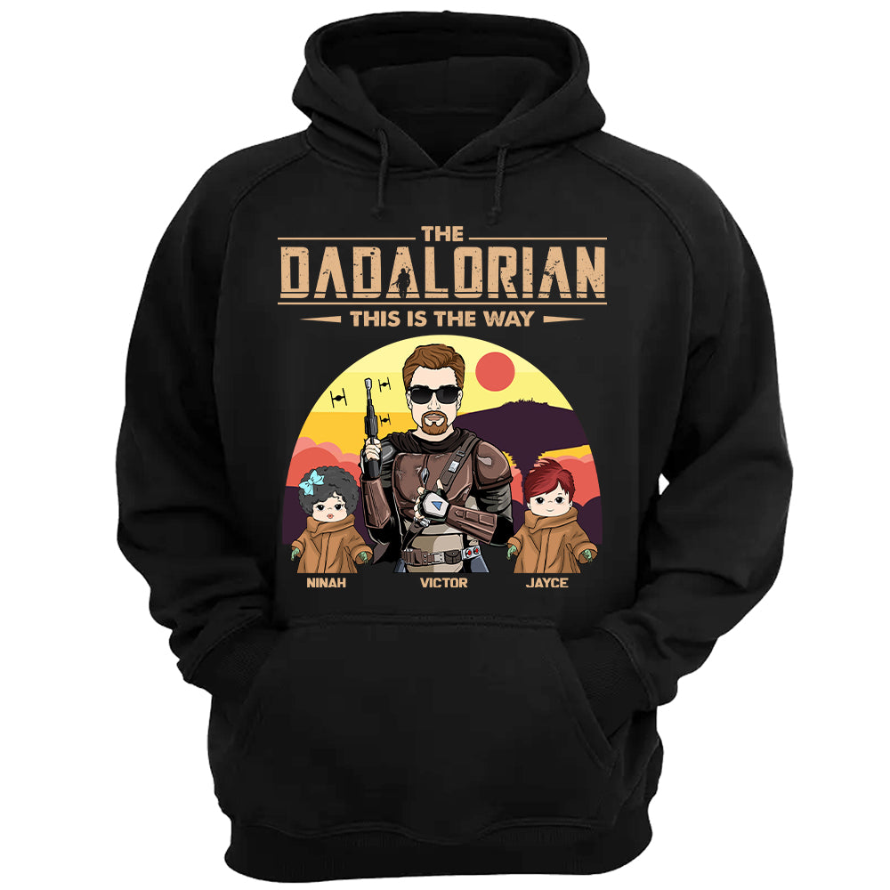 The Dadalorian This Is The Way - Personalized Shirt Custom Tatooine Background With Kids