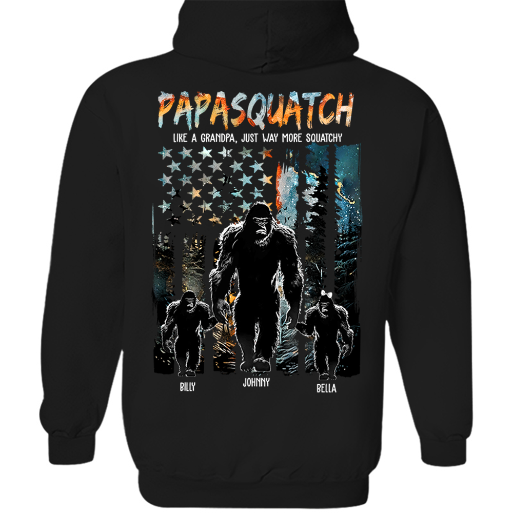Papasquatch Like A Grandpa Just Way More Squatchy - Personalized Bigfoot Shirt Gift For Dad & Grandpa