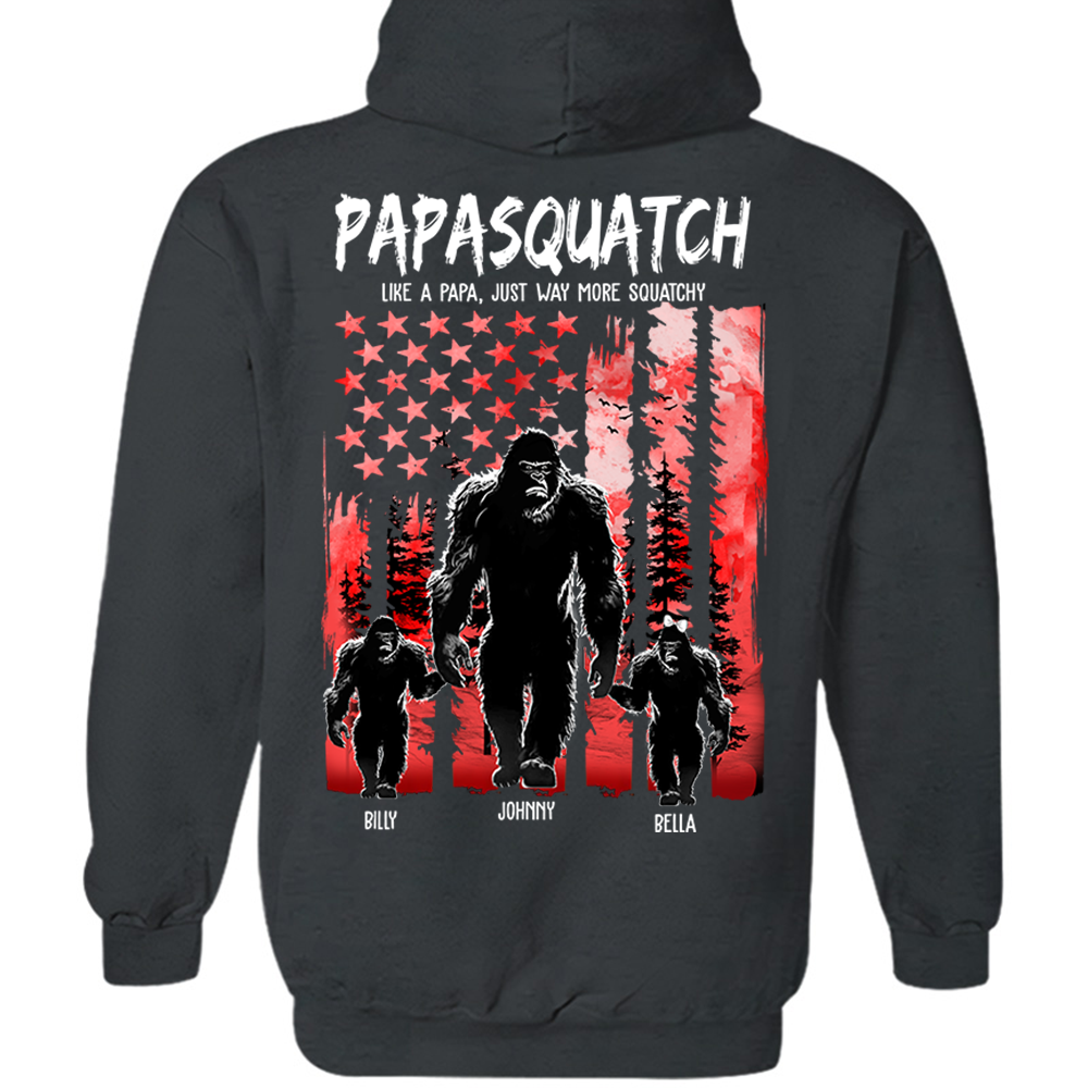 Papasquatch Like A Grandpa Just Way More Squatchy - Personalized Bigfoot Shirt Gift For Dad & Grandpa