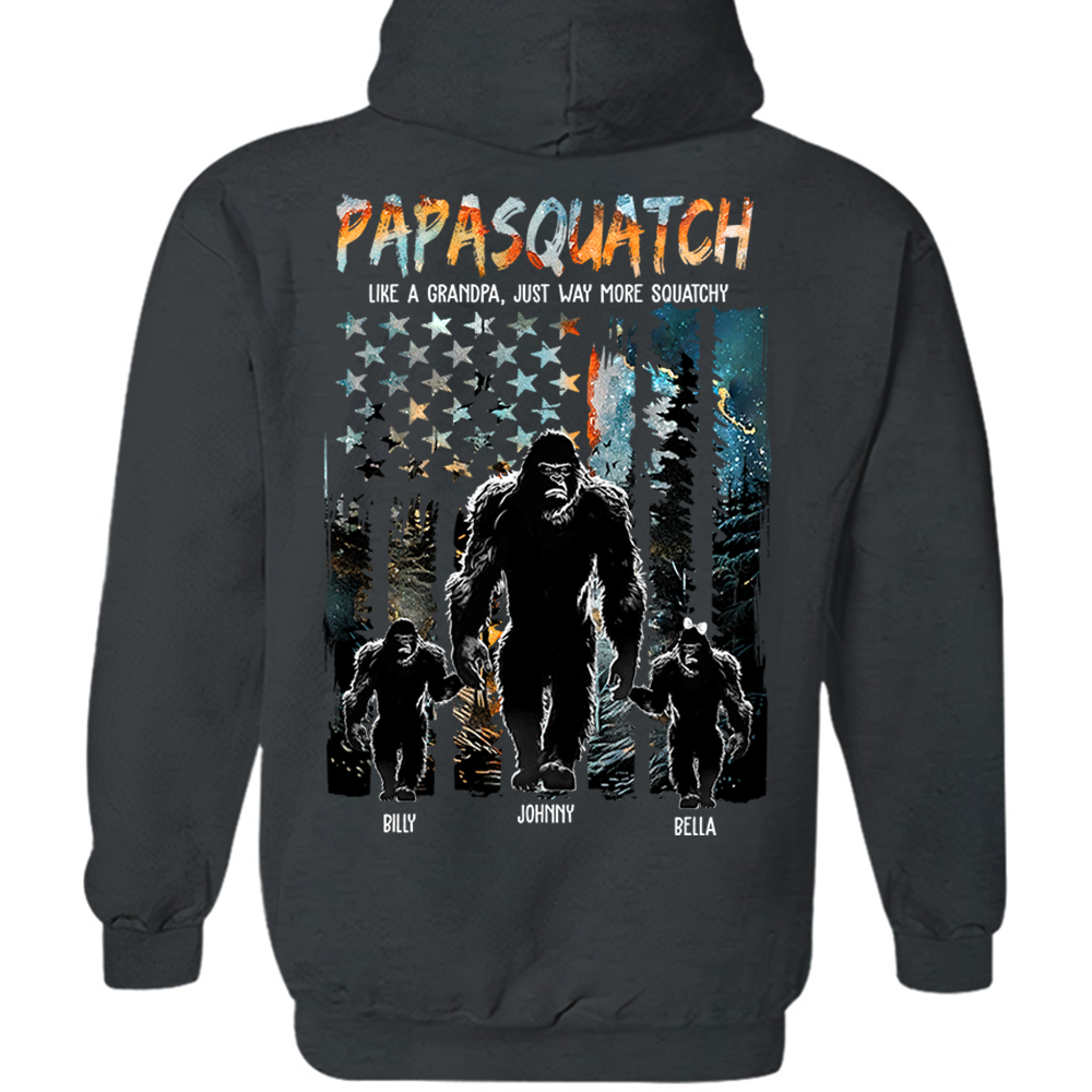 Papasquatch Like A Grandpa Just Way More Squatchy - Personalized Bigfoot Shirt Gift For Dad & Grandpa