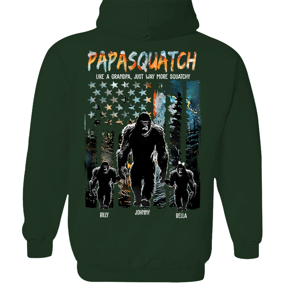 Papasquatch Like A Grandpa Just Way More Squatchy - Personalized Bigfoot Shirt Gift For Dad & Grandpa