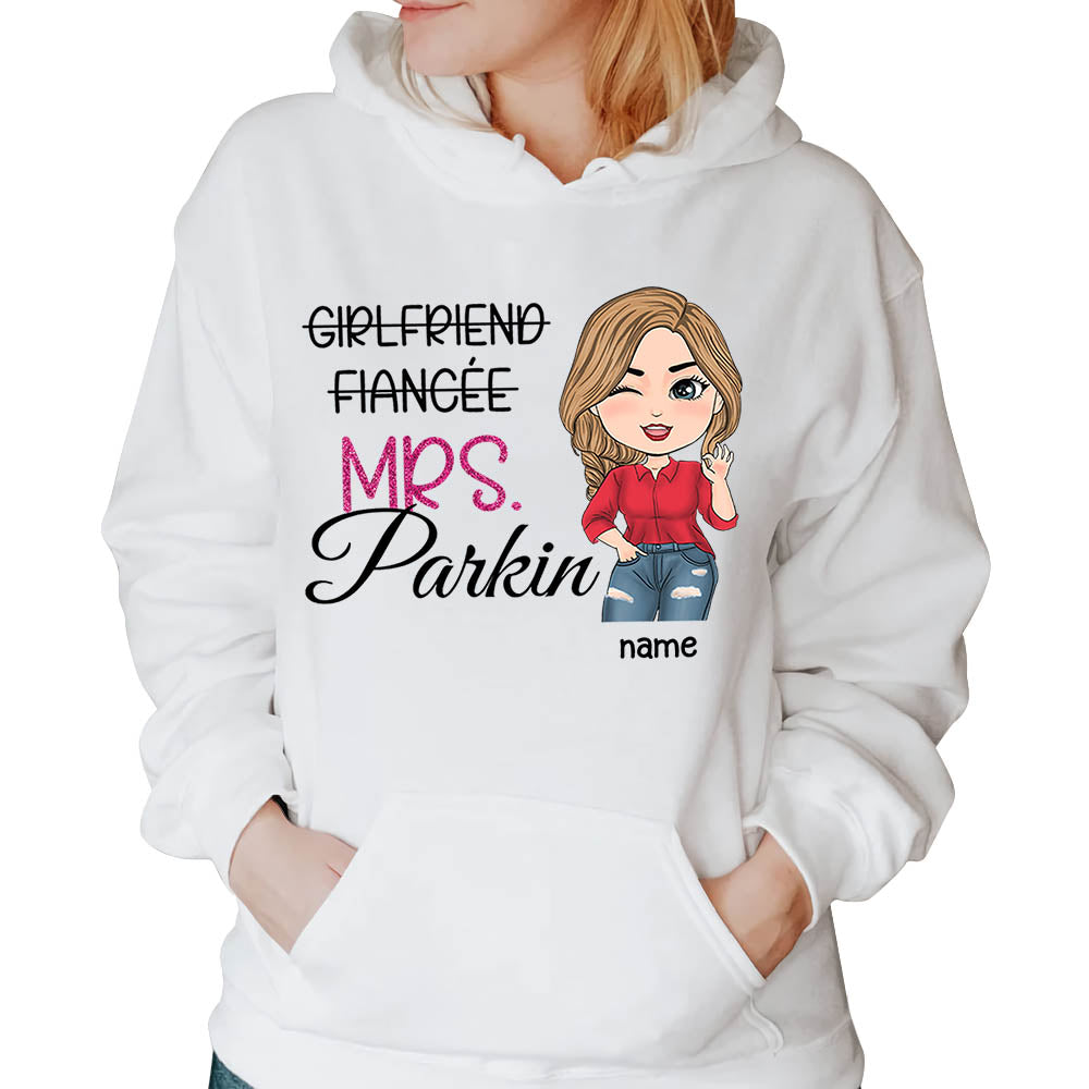 Custom Mrs Last Name Engagement Shirt For Honeymoon